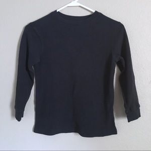 Navy Blue Boys Waffle Knit Long Sleeve Shirt